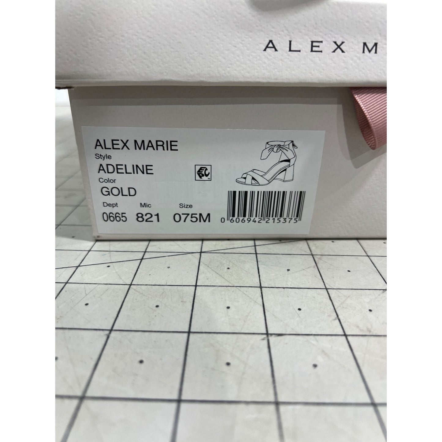 Alex Marie Adeline Gold Block Heel Women's Sandals Bow Accent Size 7.5 New