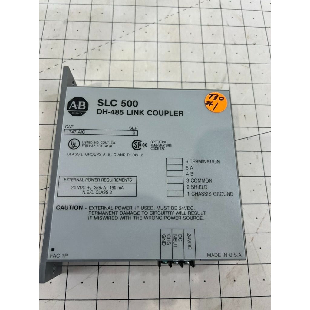 Allen-Bradley SLC 500 DH-485 Link Coupler 1747-AIC Series B 24V DC Input