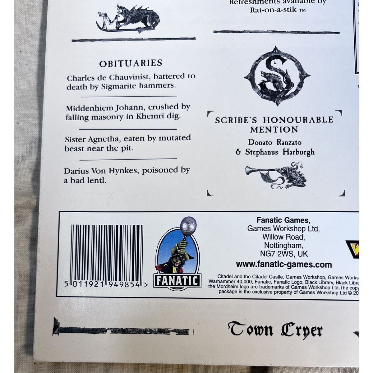 Town Cryer Issue 17 Mordheim Magazine Raiders Of The Lost Tombs Games Workshop