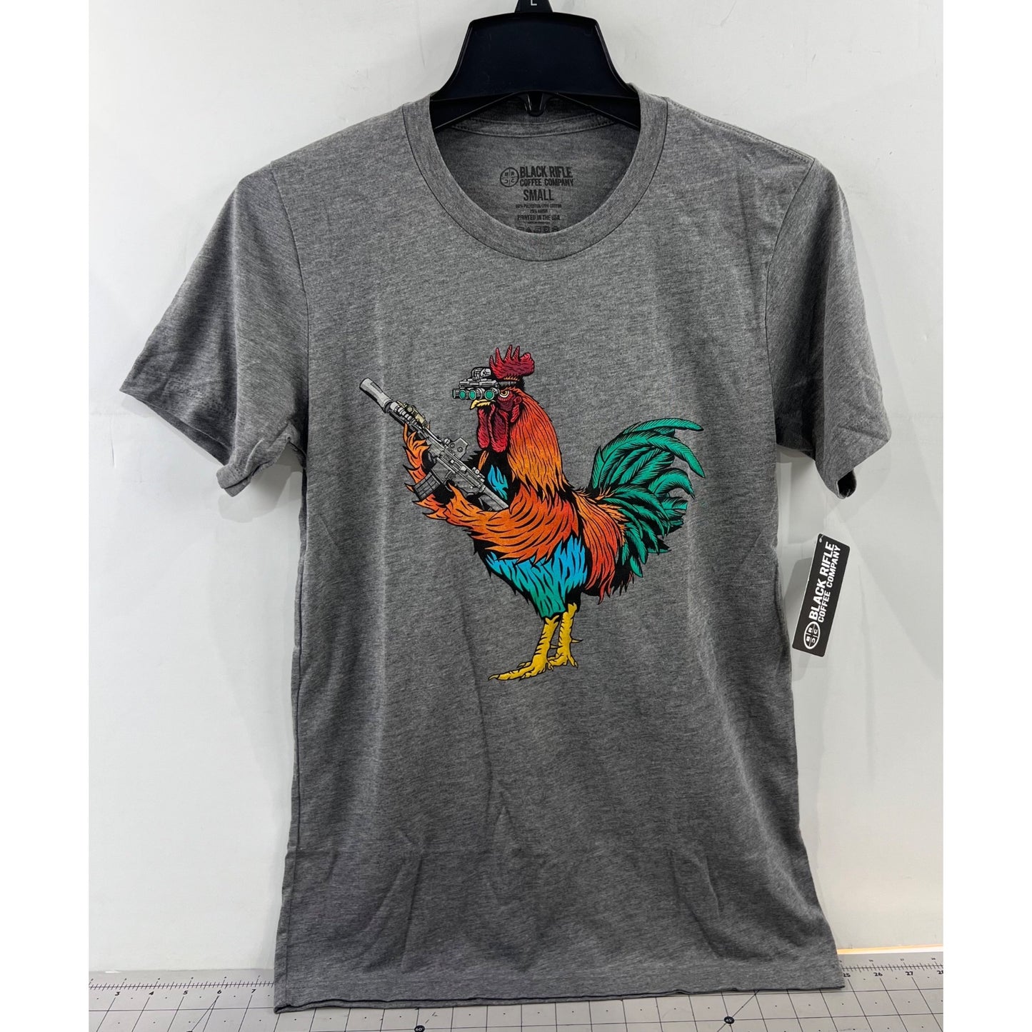 Black Rifle Coffee Company Tacticock Graphic T-Shirt Heather Gray Sz. S Men’s
