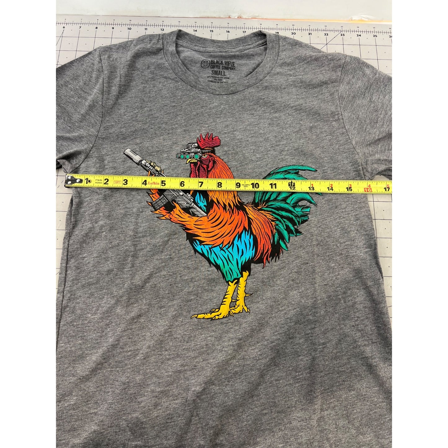 Black Rifle Coffee Company Tacticock Graphic T-Shirt Heather Gray Sz. S Men’s