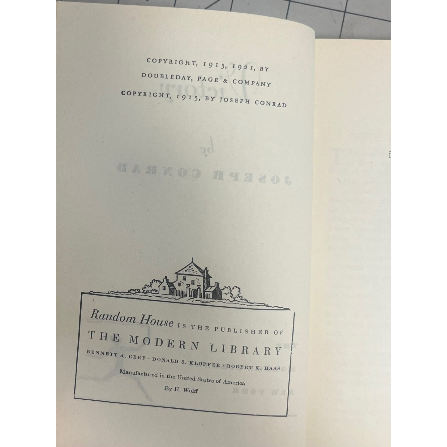 Victory By Joseph Conrad Modern Library Hardcover 1960 Edition
