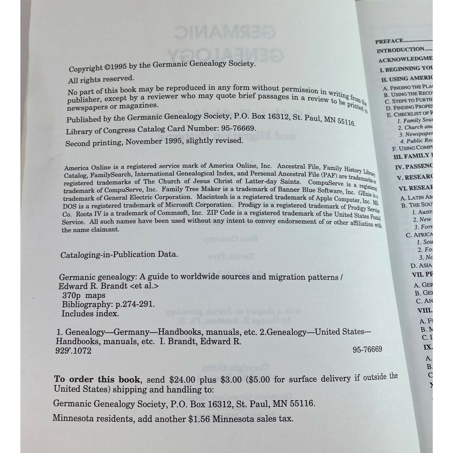 Germanic Genealogy: A Guide To Worldwide Sources & Migration Patterns 1995