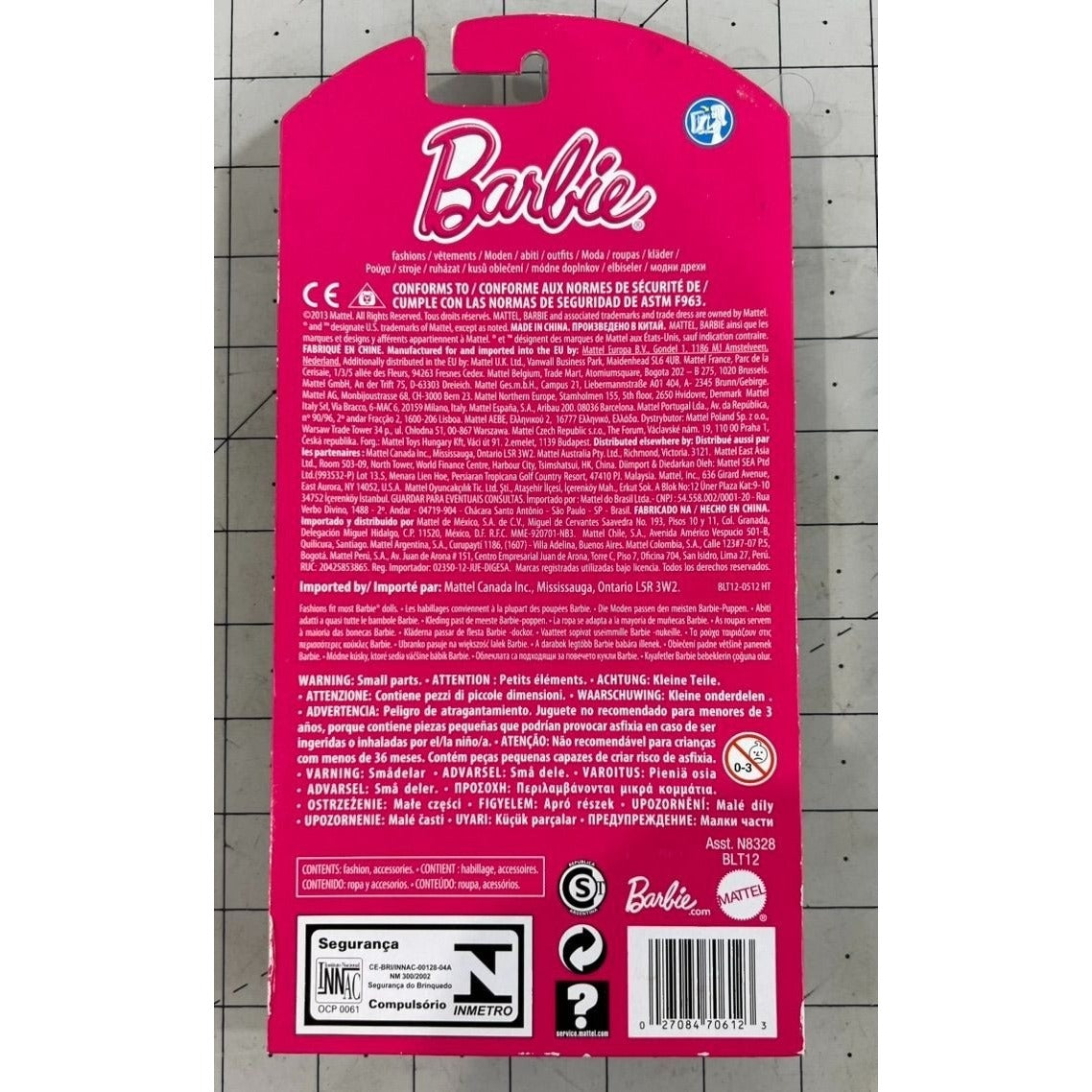 Barbie Gown Fashion Accessory N8328 Pink Glitter Dress Silver Heels Purse New
