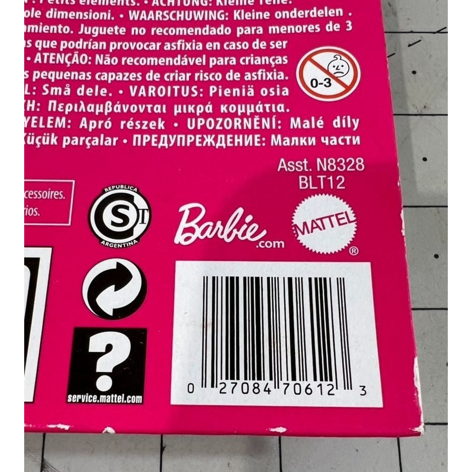 Barbie Gown Fashion Accessory N8328 Pink Glitter Dress Silver Heels Purse New