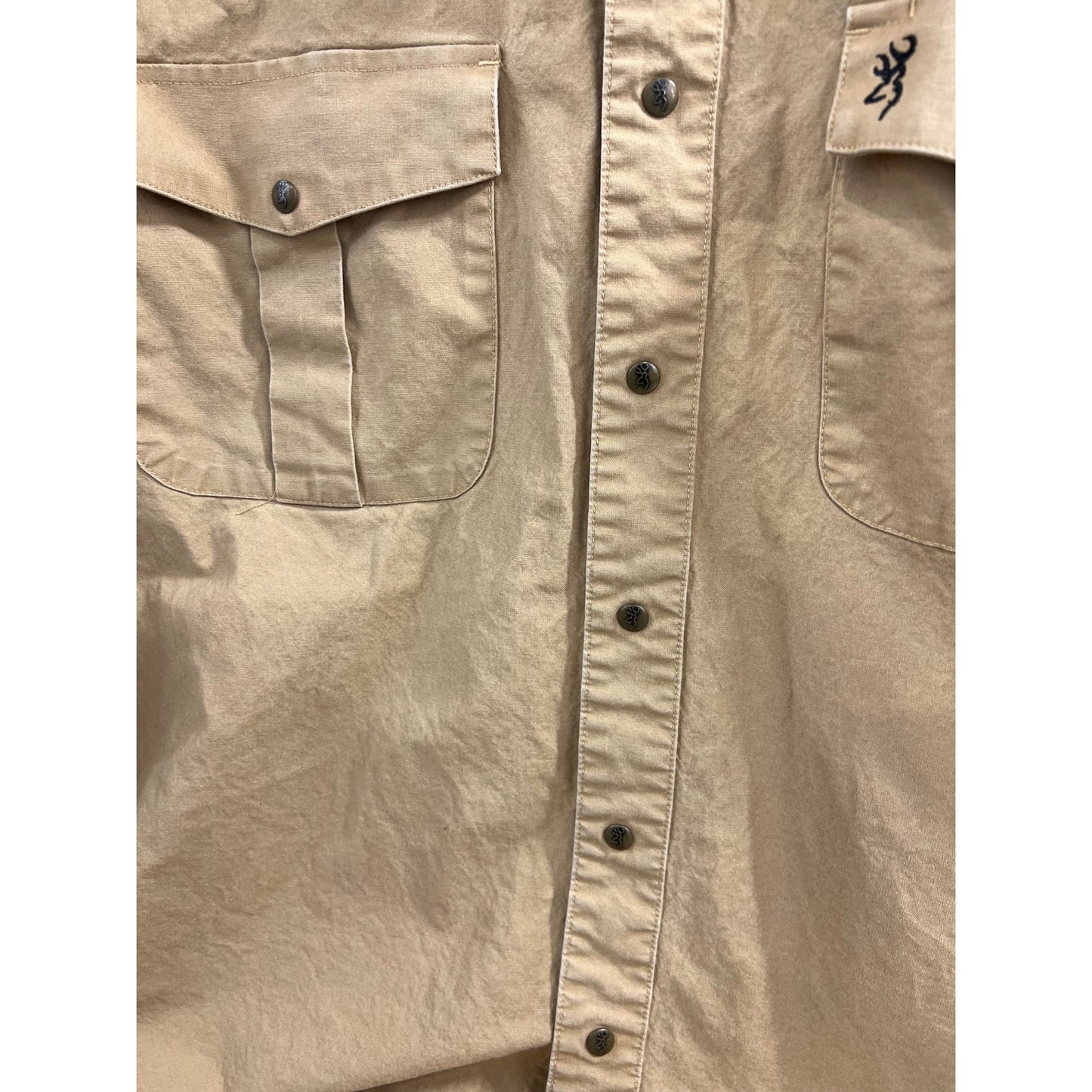 Browning Men’s Tan Long Sleeve Metal Snap  Shirt L Utah DNR Wildlife Resources