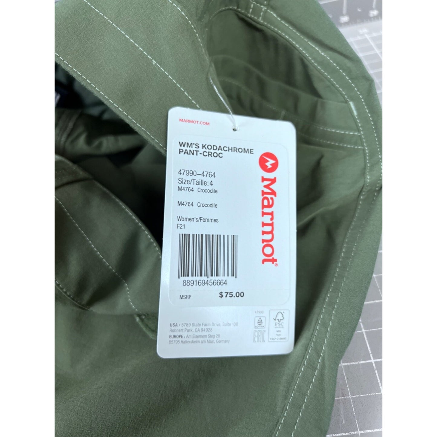 NEW Marmot Women's Kodachrome Pant Crocodile Size 4 Outdoor Stretch Hiking Pants