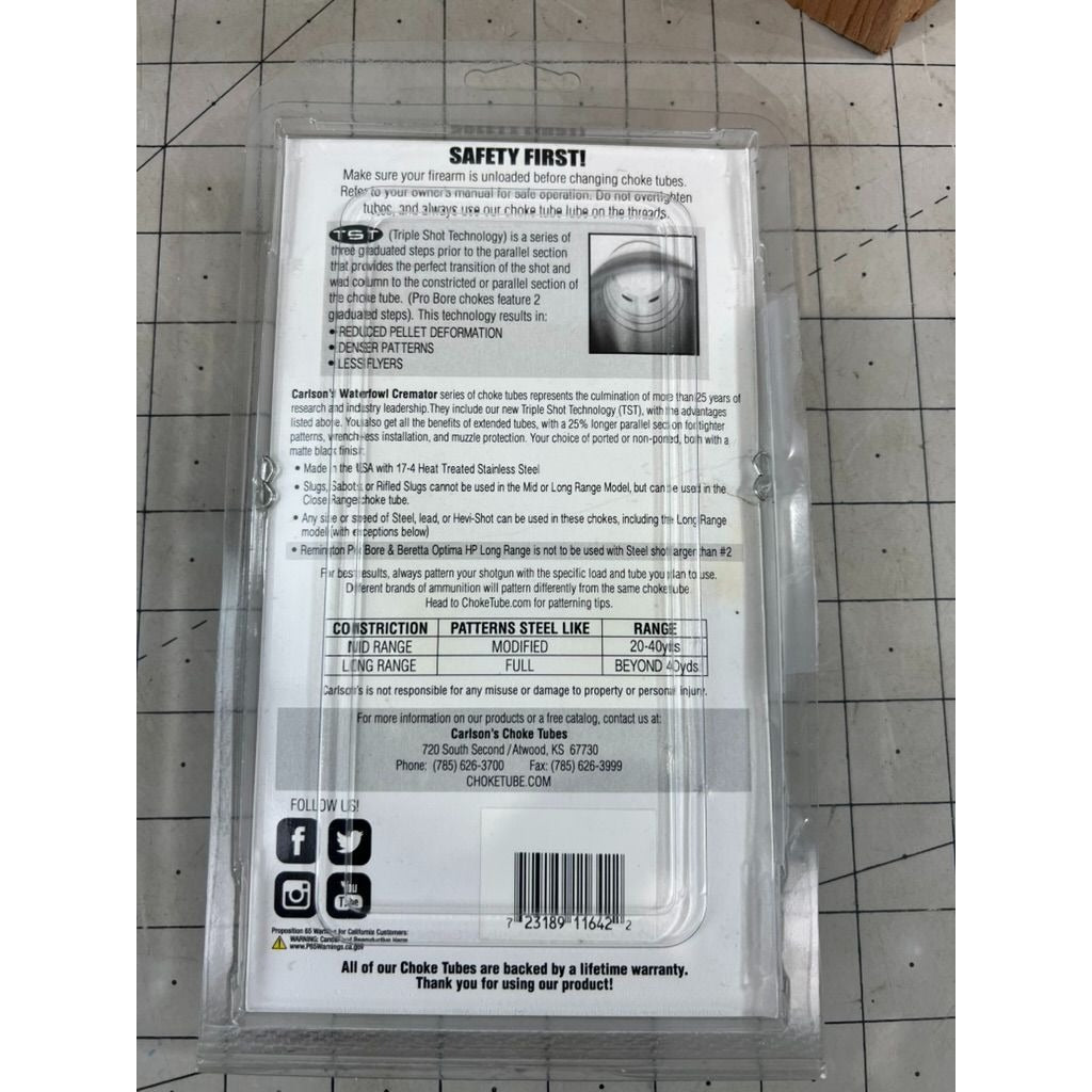 Carlson's Waterfowl Cremator Non-Ported Choke Tubes - Blued Mid & Long Range New