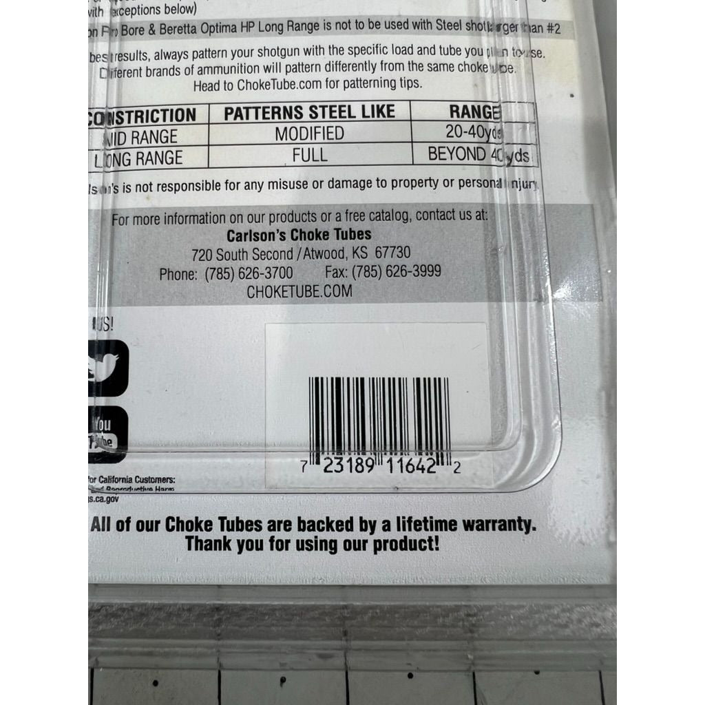 Carlson's Waterfowl Cremator Non-Ported Choke Tubes - Blued Mid & Long Range New
