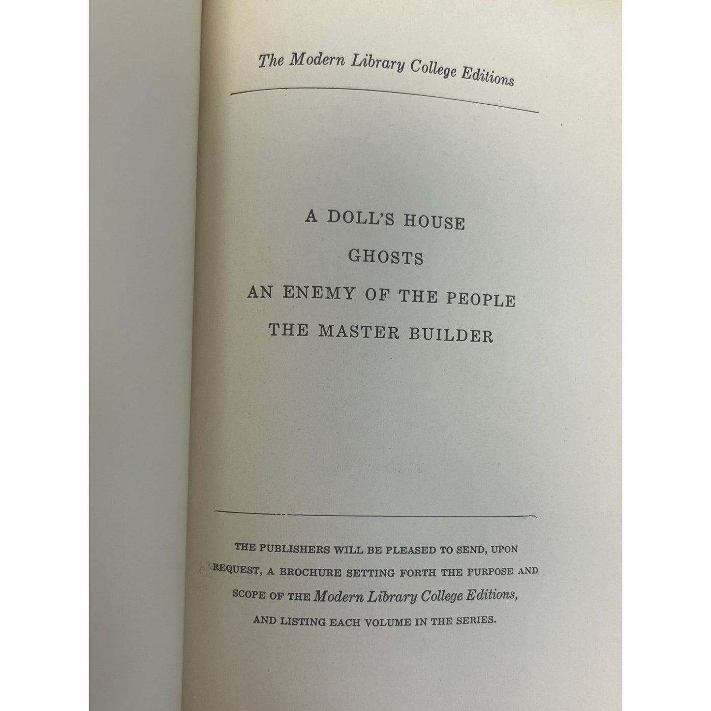 4-PLAYS Henrik Ibsen 1950 HB w/DJ Modern Library Ghost Doll's House An Enemy of the People