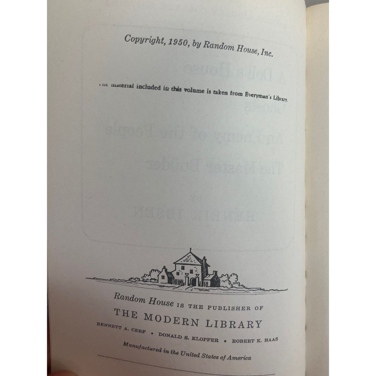 4-PLAYS Henrik Ibsen 1950 HB w/DJ Modern Library Ghost Doll's House An Enemy of the People