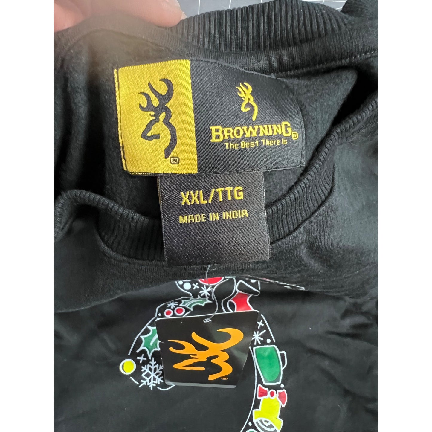 Browning Black Crewneck Sweatshirt XXL With Holiday Design 100% Cotton Casual Sportswear