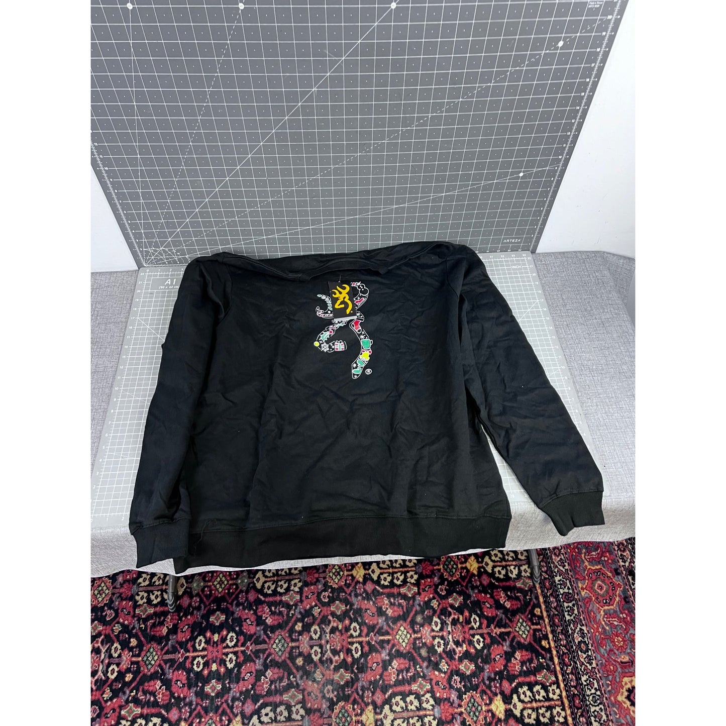 Browning Black Crewneck Sweatshirt XXL With Holiday Design 100% Cotton Casual Sportswear
