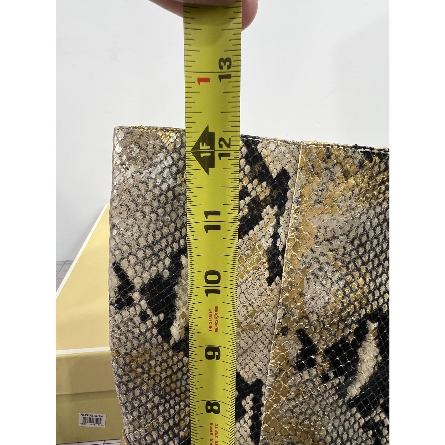 Michael Kors Gold Saratoga Boot Snake Skin Women's Sz. 8.5 Gold Chain Accent