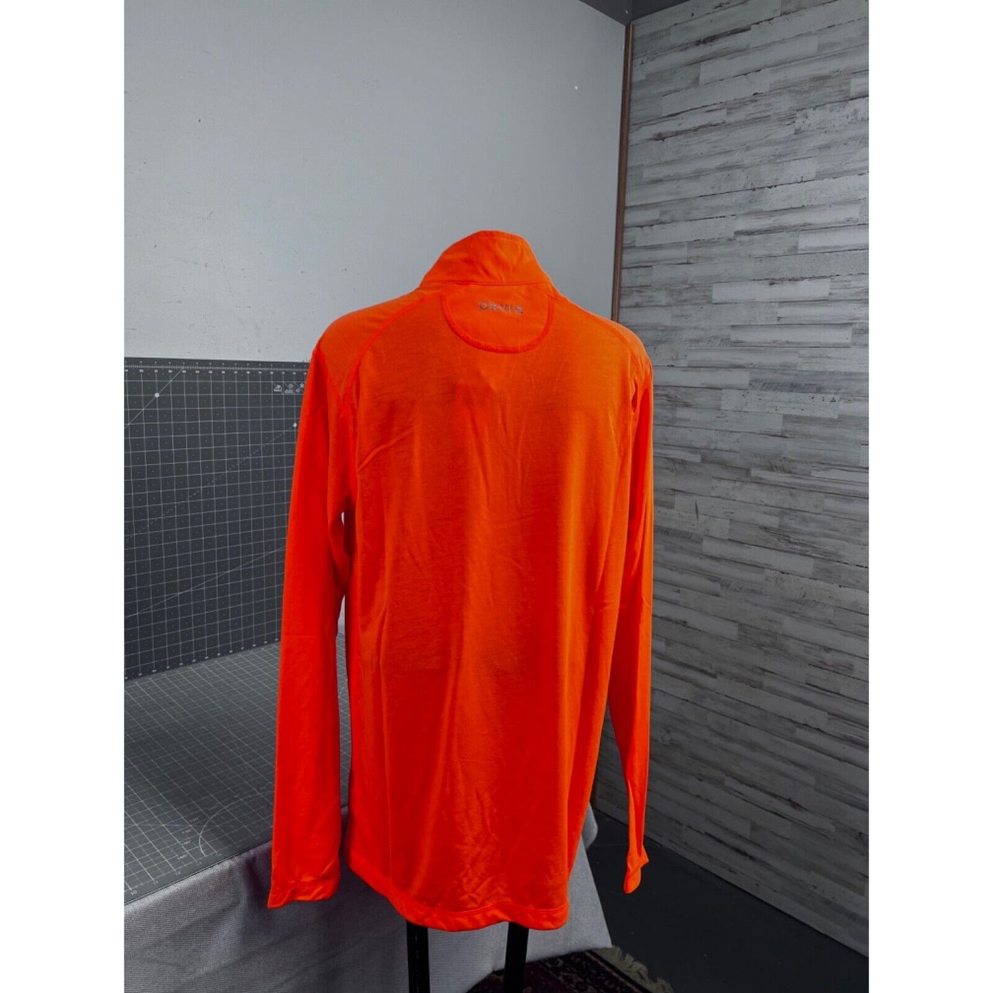 Orvis Mens Drirelease 1/4 Zip Long Sleeve Shirt Orange UV Protection Small