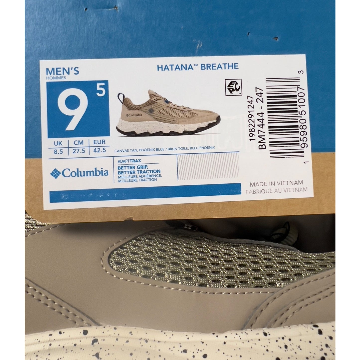 Columbia Hatana Breathe Mens Sneakers Size 9.5 Tan Phoenix Blue New