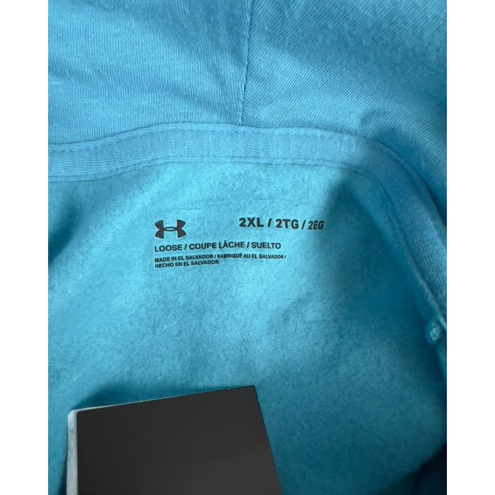 Under Armour Men's Rival Fleece Pullover Hoodie Bright Blue 2XL XXL Loose Fit
