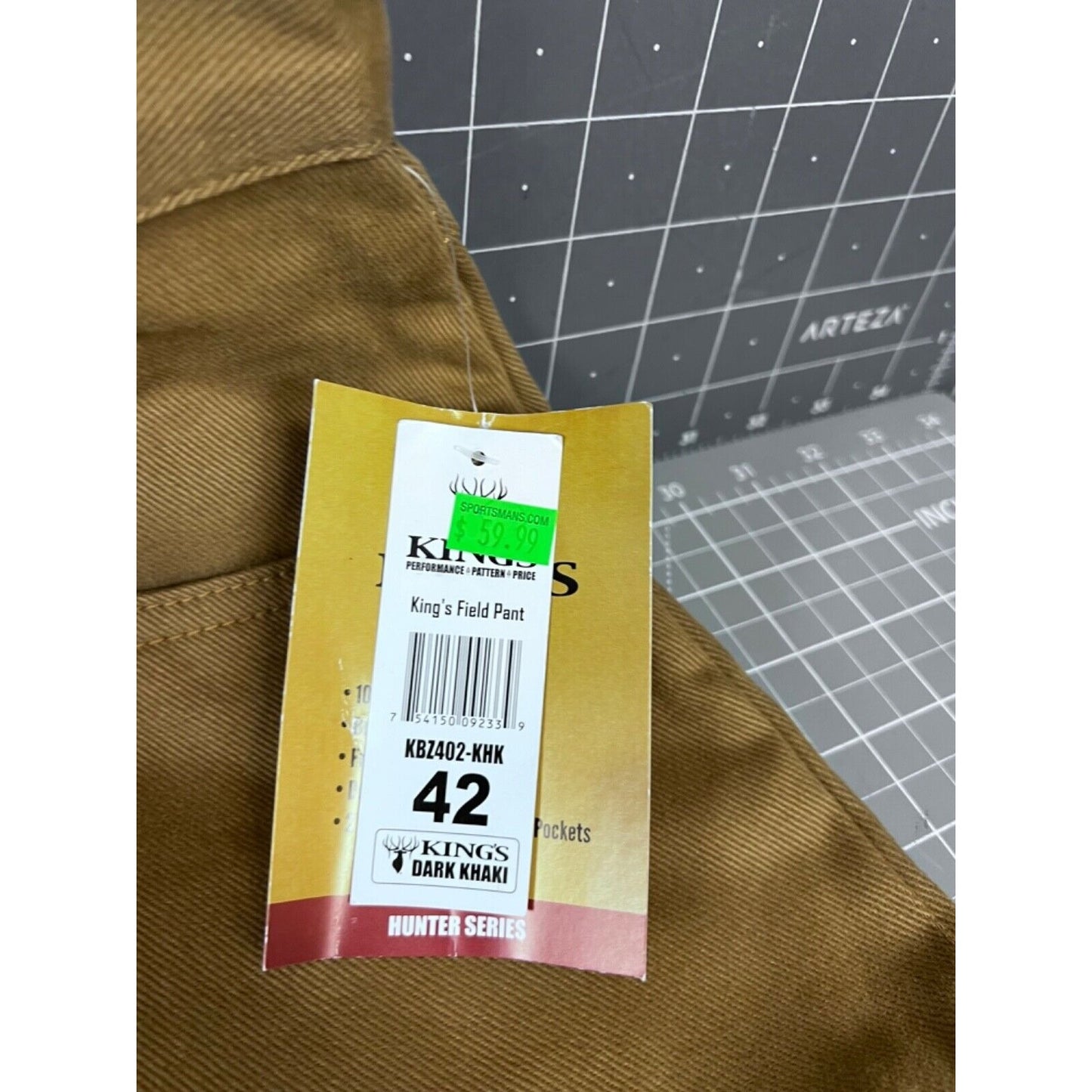 Kings Camo Men’s Field Hunting Pants Khaki 42x32 Durable Cotton Blend Upland NEW