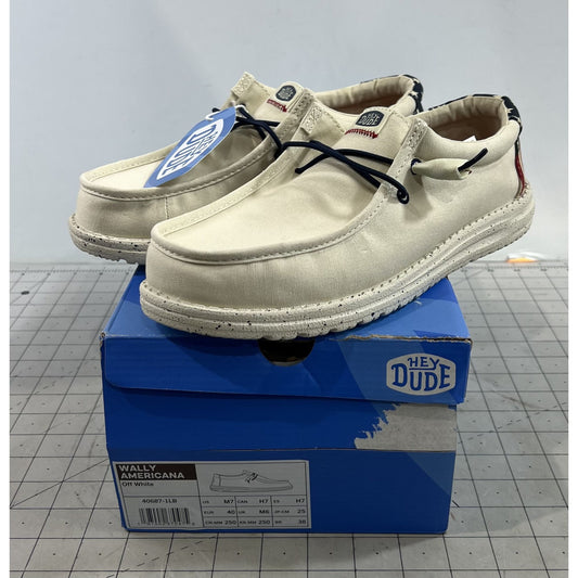 Hey Dude Men's Wally Americana Casual Shoes - Off White Sz. 7 New