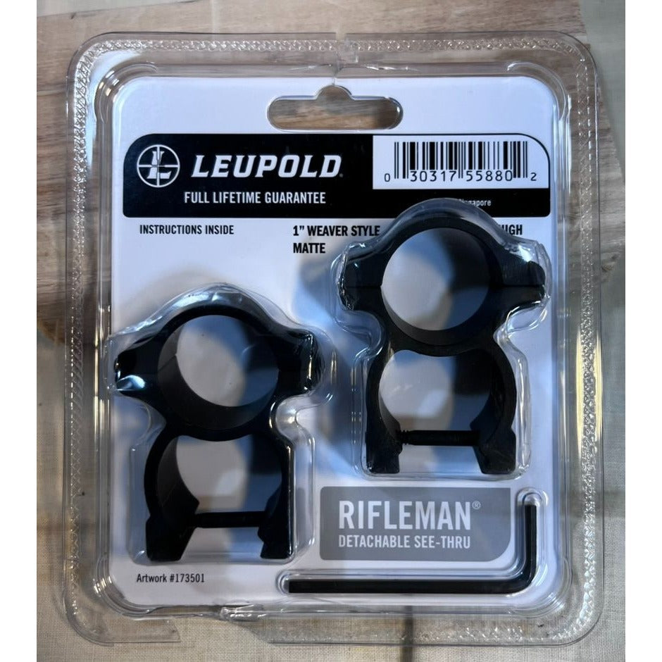Leupold Rifleman Rifle Scope Rings See-Thru, 1” 1.44” Height Matte Black 55880