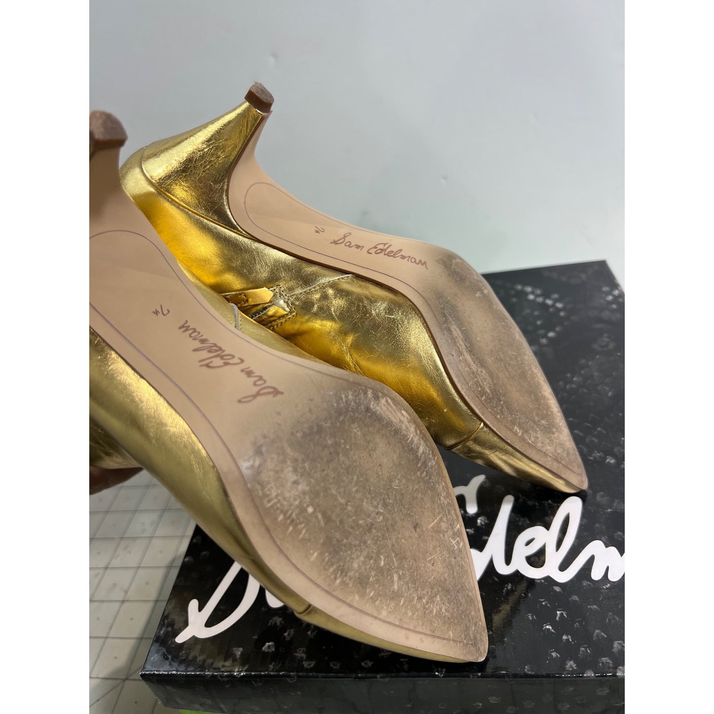 Women's Sam Edelman Kinzey Pointy Toe Bootie, Size 7.5 M - Metallic
