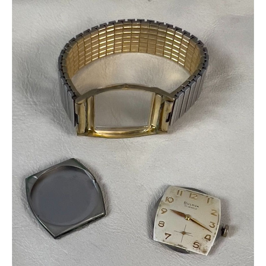 Vintage BULOVA L9 Men's Square Watch 10K Rolled Gold Parts/Repair 17 Jewels