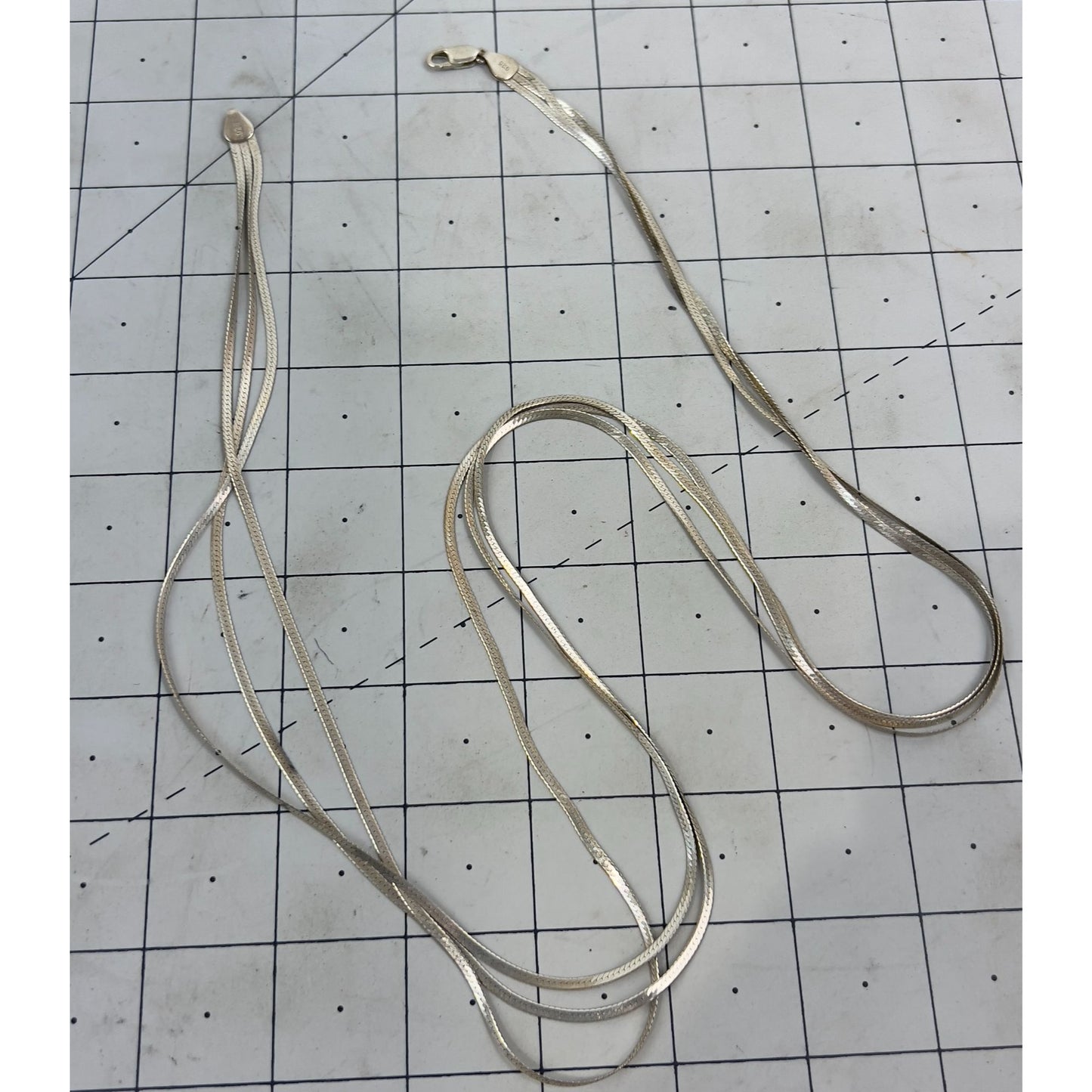 Sterling Silver Multi Strand Herringbone .925 Vintage Necklace Chain 30"