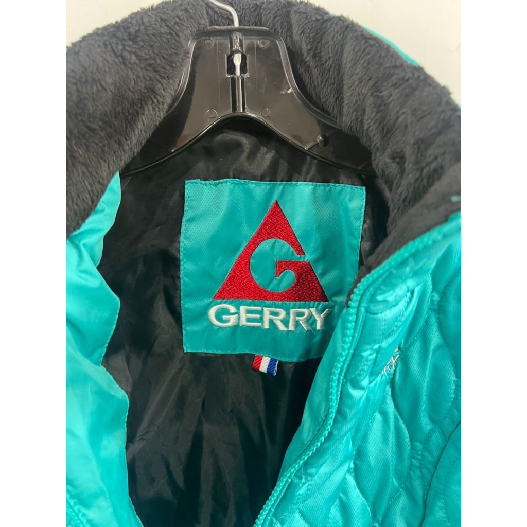 Gerry Women’s Quilted Puffer Turquoise Jacket Sz. S Full-Zip Fleece Collar