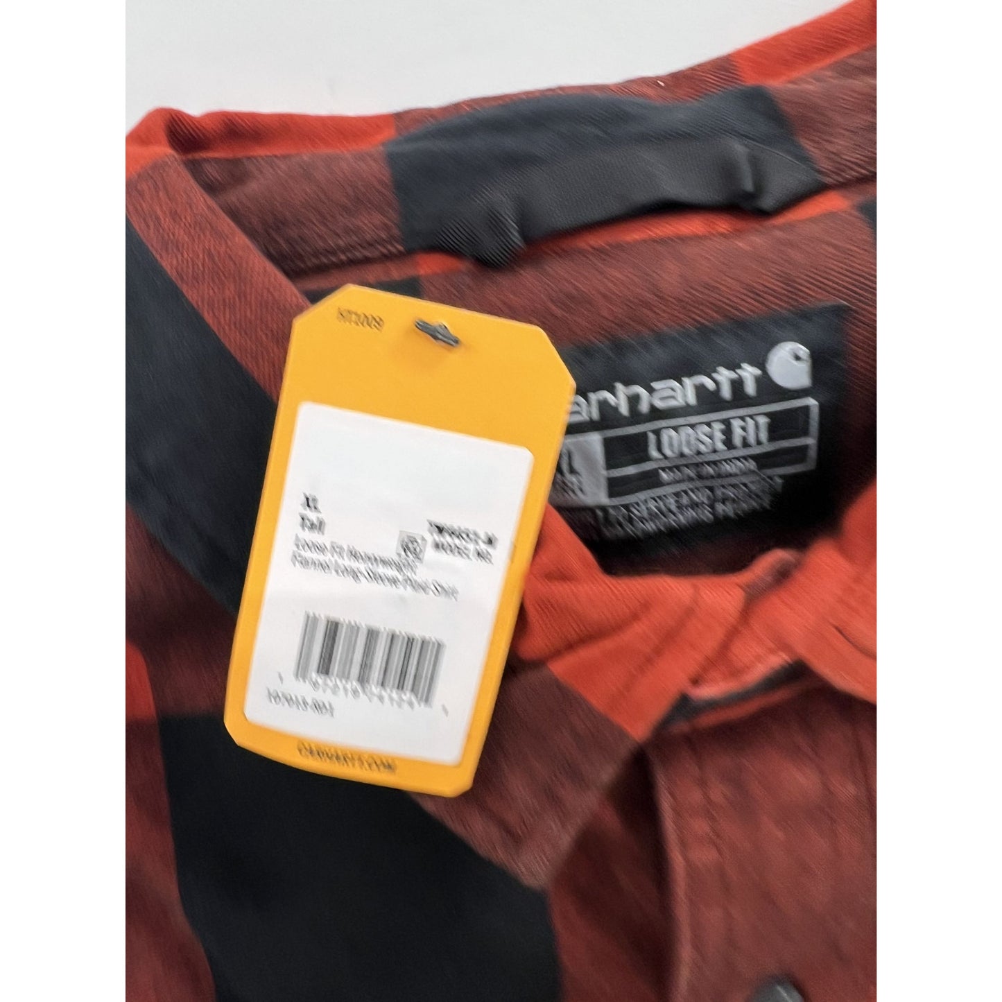 Carhartt Men's Loose Fit Heavyweight Flannel Long-Sleeve Plaid Shirt Red XL Tall