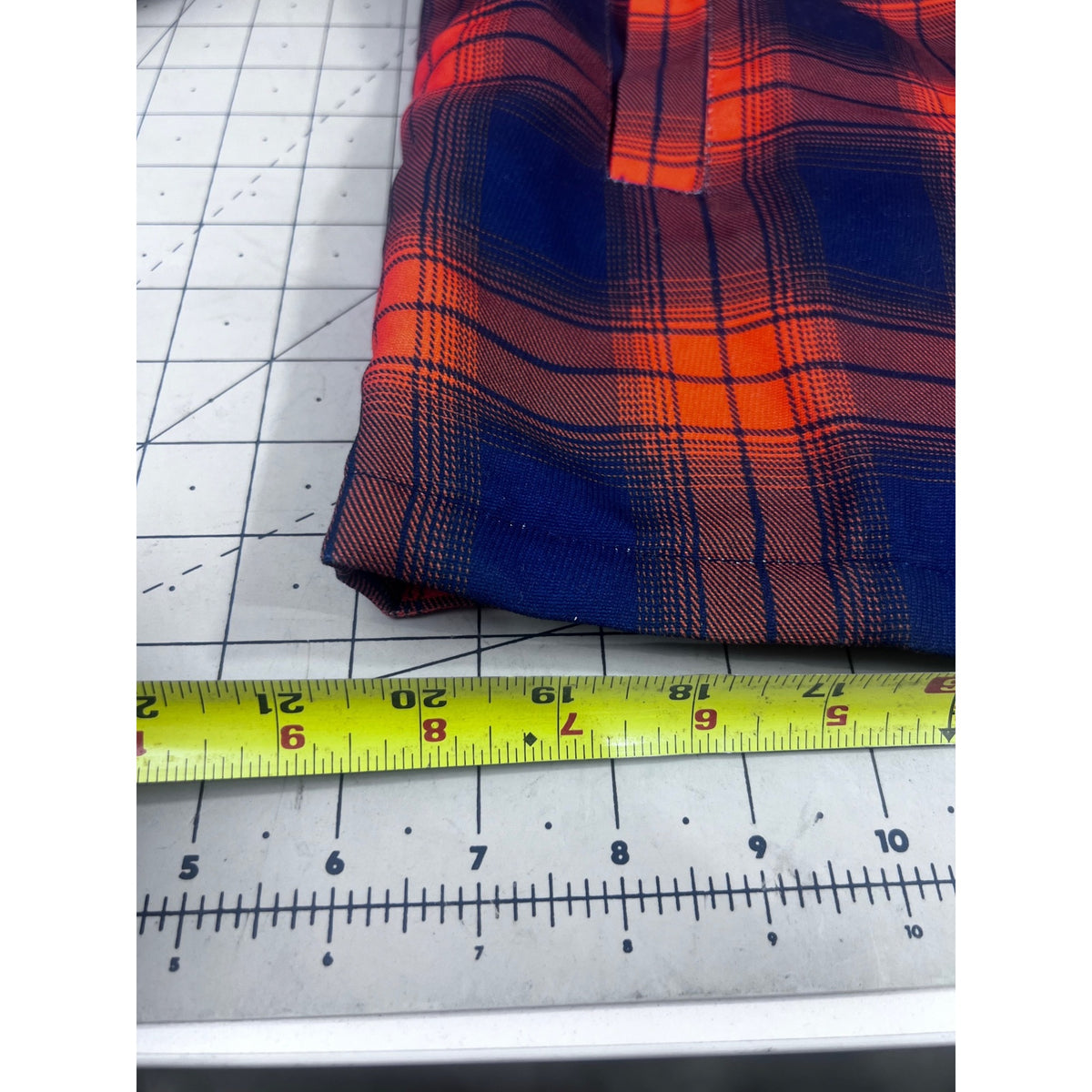 Men's Quilted Flannel Shirt Jacket Plaid Blue & Orange Sz. L Pearl Snap Shacket