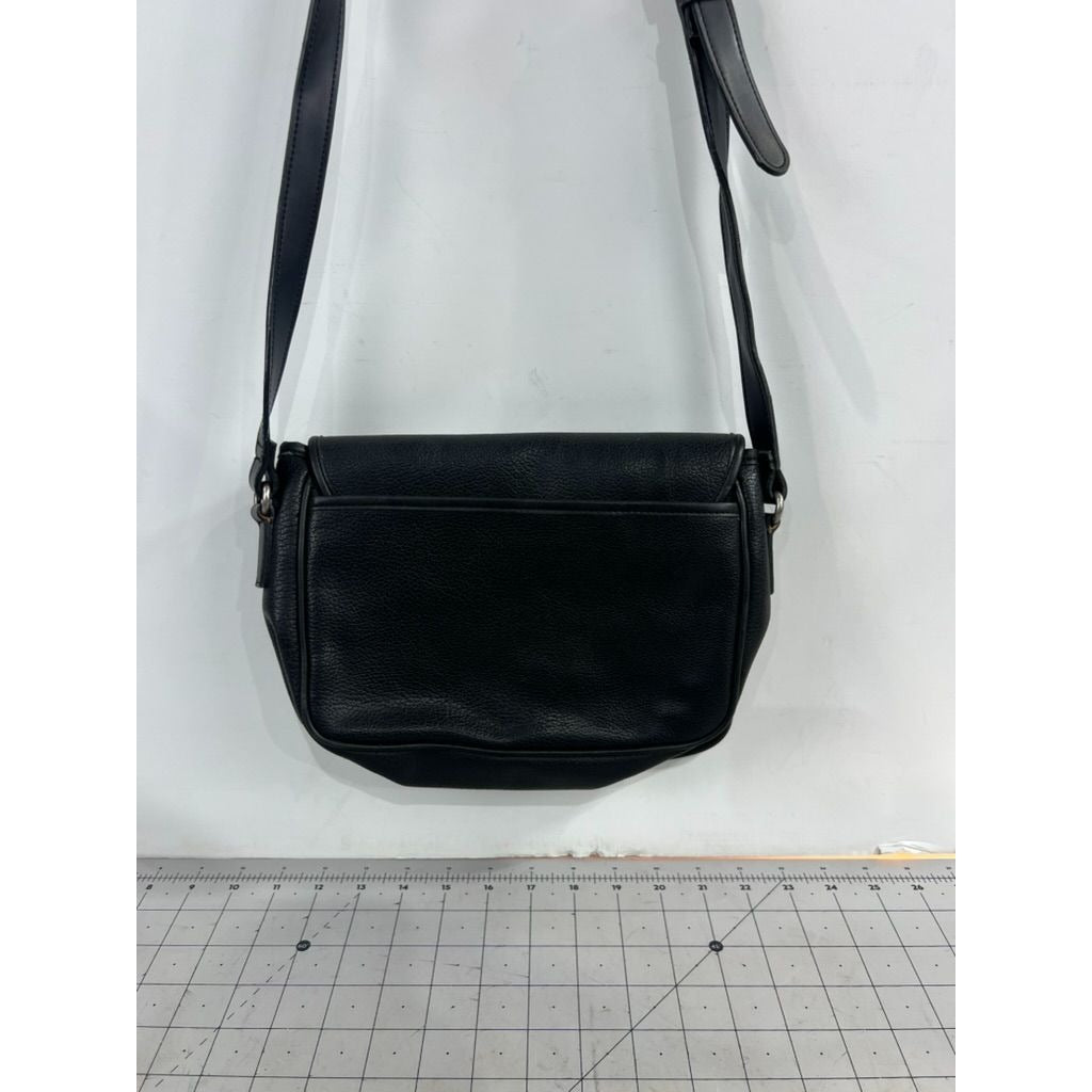 Guess Black Pebbled Leather Adjustable Crossbody Bag Magnetic Snap Closure