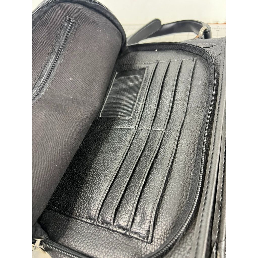 Guess Black Pebbled Leather Adjustable Crossbody Bag Magnetic Snap Closure