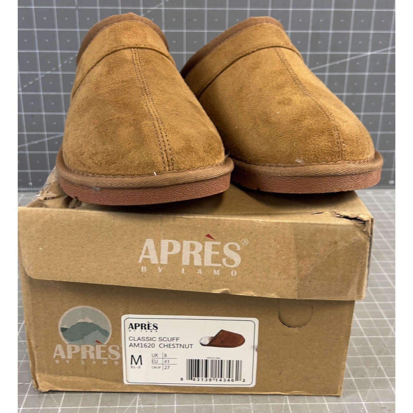 Apres by LaMO Men’s Scuff Slippers Light Brown Sz M (8.5-9) New Shearling Leather