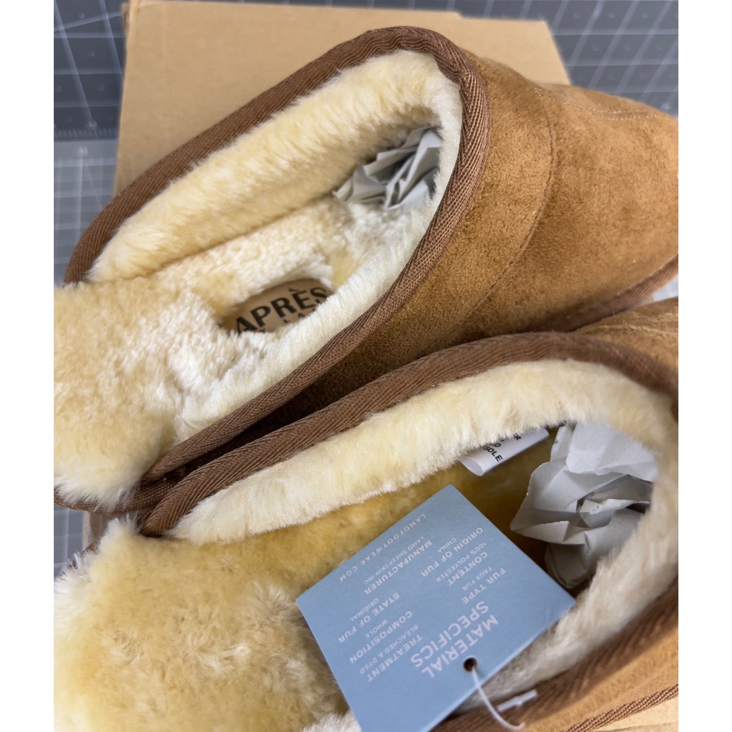 Apres by LaMO Men’s Scuff Slippers Light Brown Sz M (8.5-9) New Shearling Leather