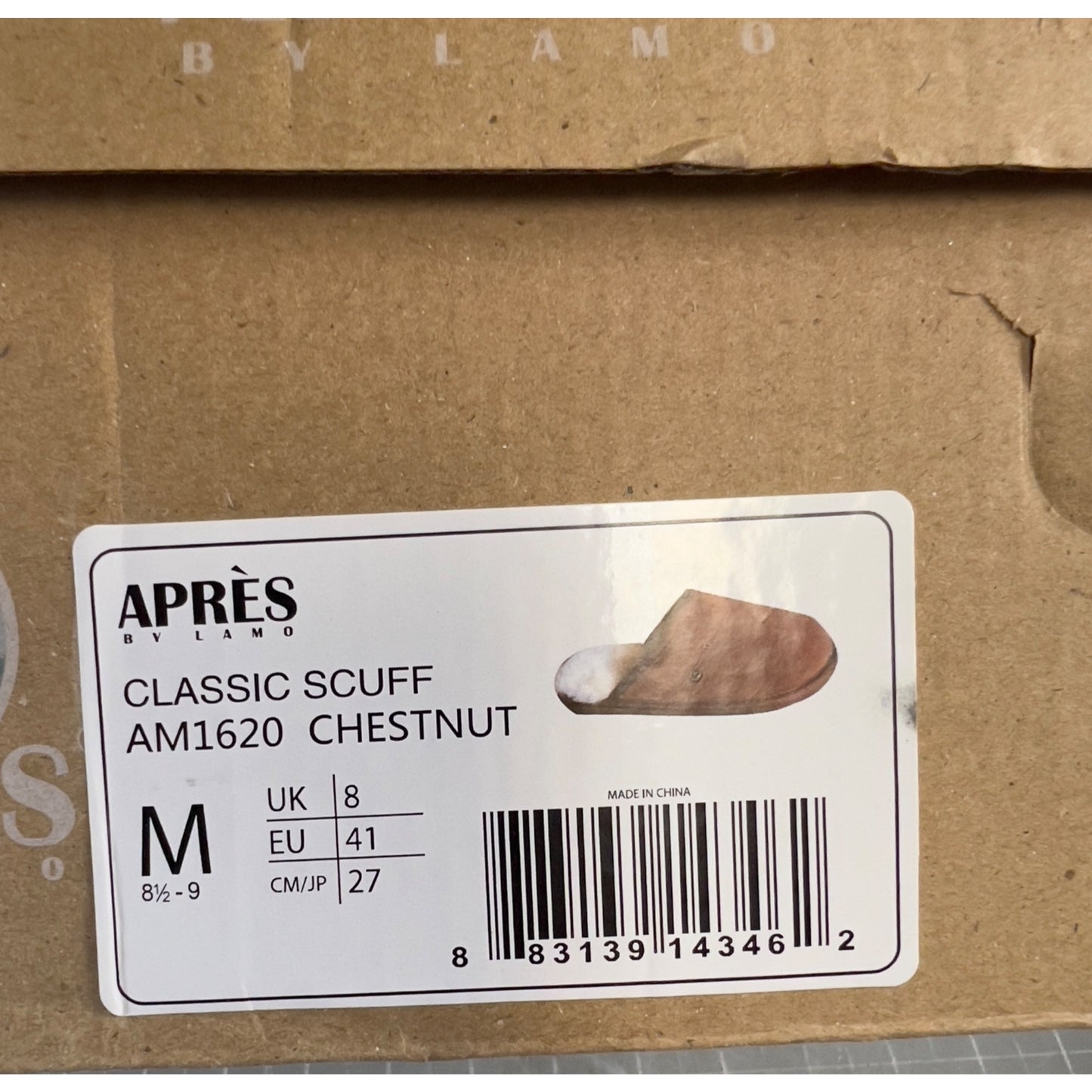 Apres by LaMO Men’s Scuff Slippers Light Brown Sz M (8.5-9) New Shearling Leather