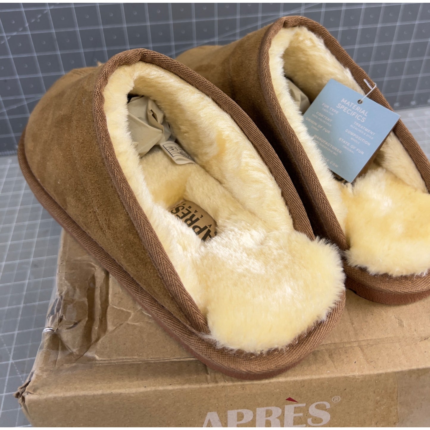 Apres by LaMO Men’s Scuff Slippers Light Brown Sz M (8.5-9) New Shearling Leather