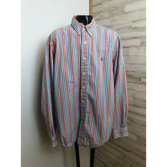 Ralph Lauren Men's Classic Fit Multi-Color Vertical Striped Shirt Sz. L