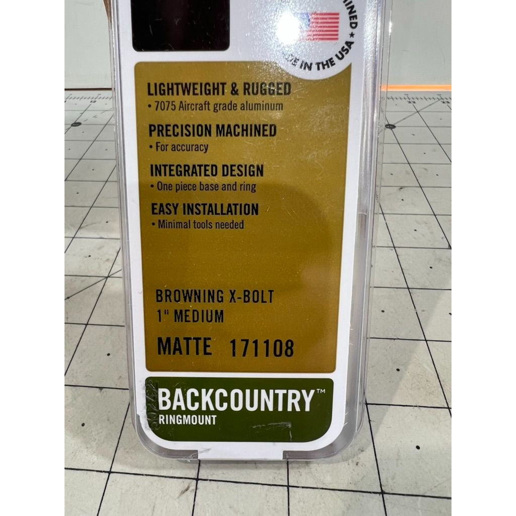Leupold BackCountry Browning X-Bolt 1” Aluminum Scope Ring Medium Black New