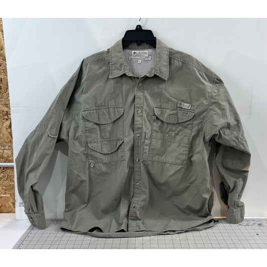 Columbia PFG Men’s Long-Sleeve Fishing Shirt Vented Back Light Khaki Sz. L
