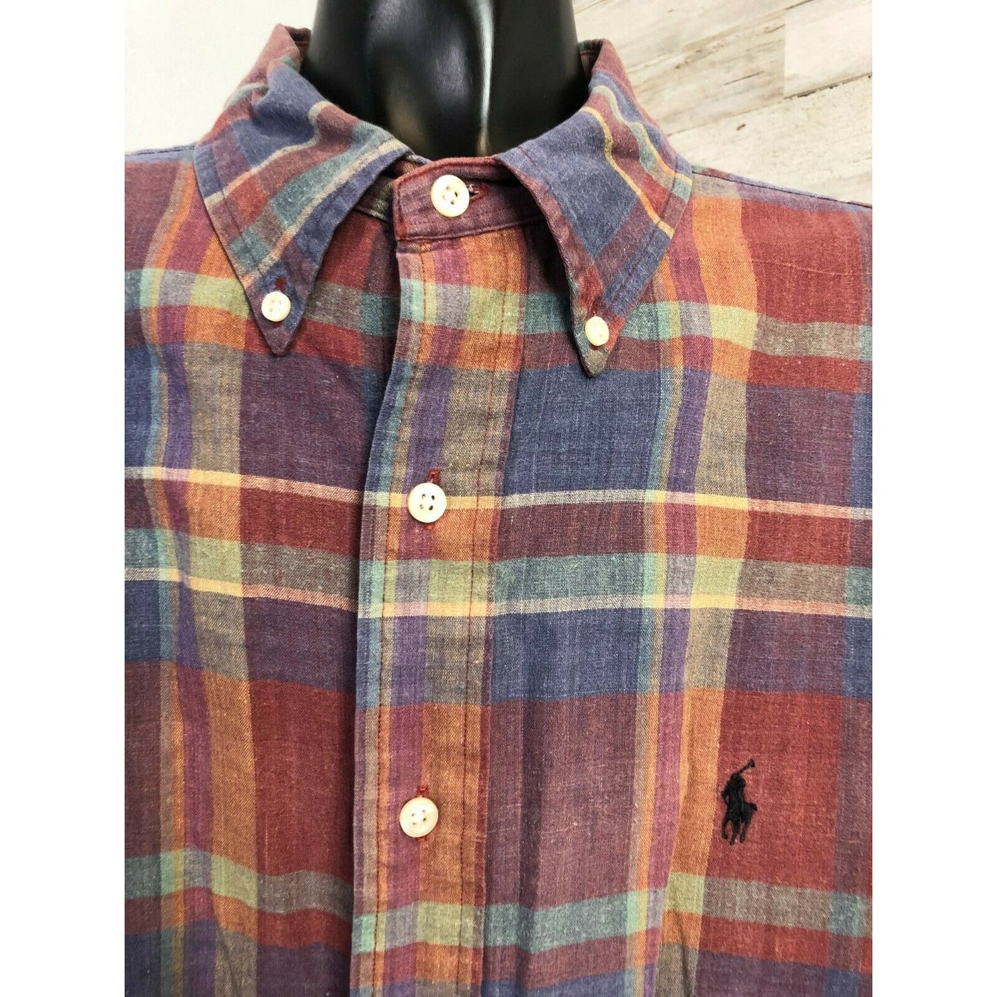 Ralph Lauren Men's XL Multicolor Plaid 100% Cotton Button-Down Shirt