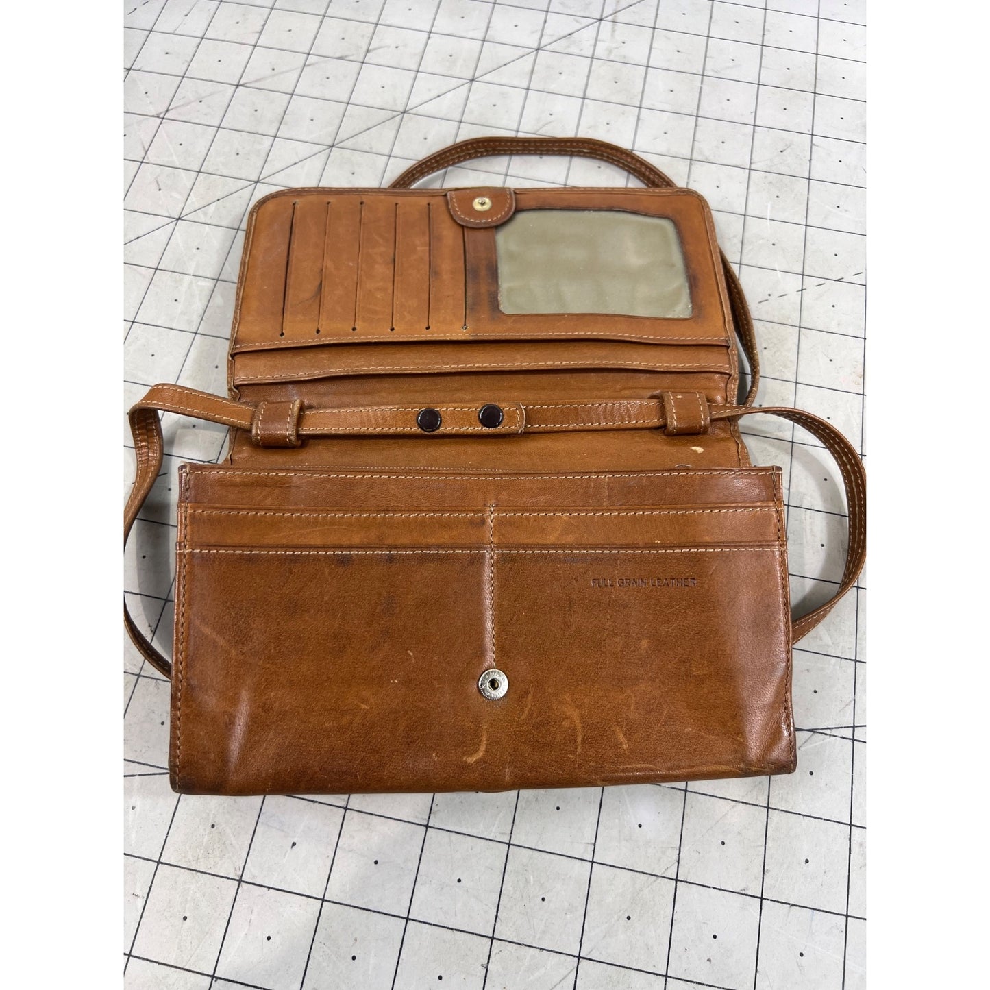 G.H. Bass & Co. Brown Leather Wallet Crossbody Bag Full Grain Leather vintage