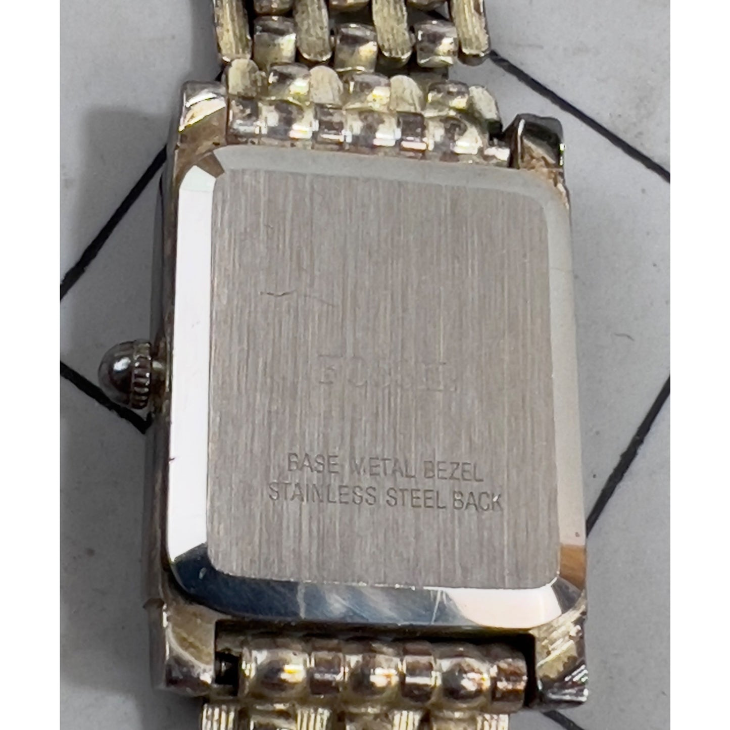 Vintage FOSSILWomen’s Rectangular Quartz Watch Sterling Bracelet  .925