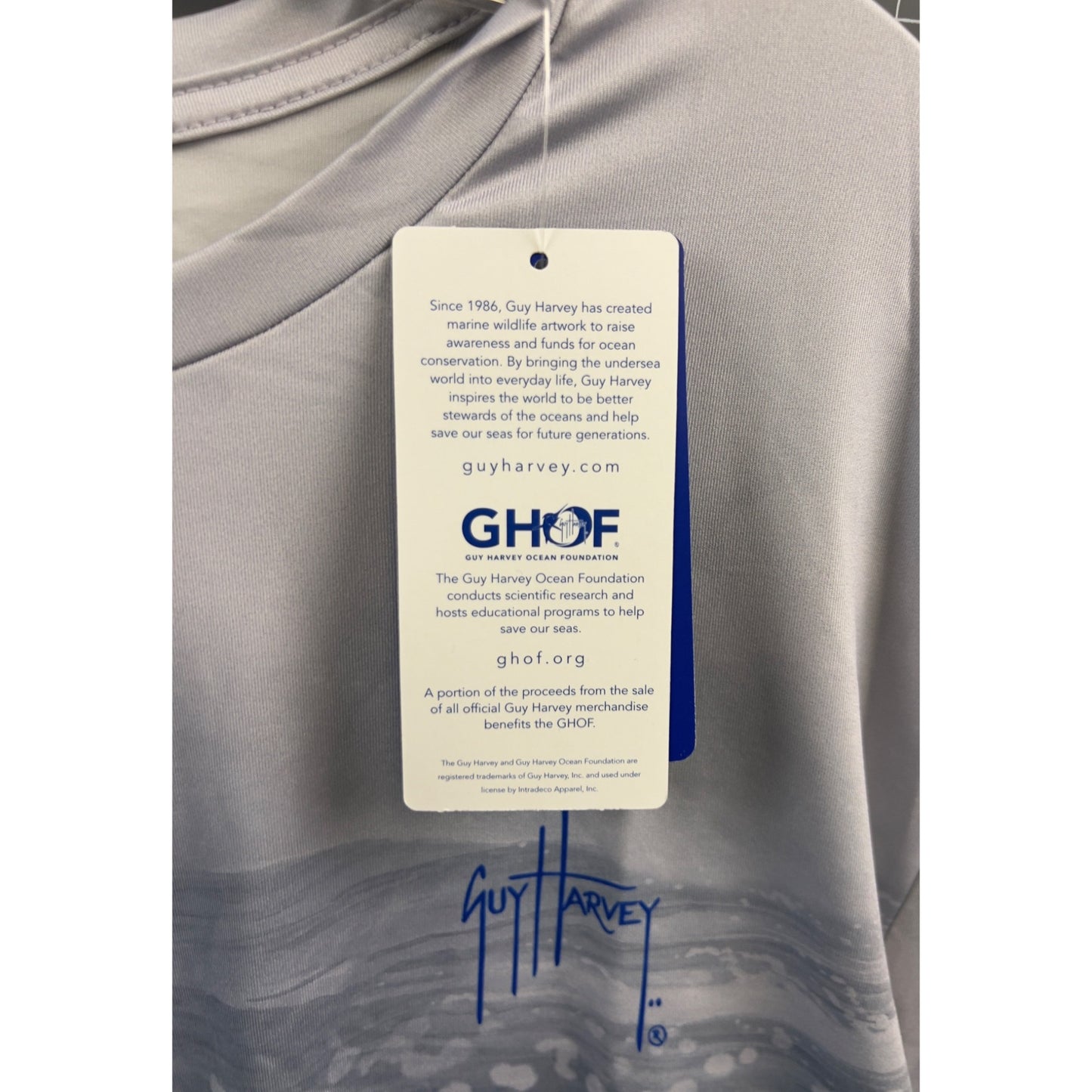 Guy Harvey XXL UPF 50 Long Sleeve Shirt With Marine Life Design Tuna Flying Fish