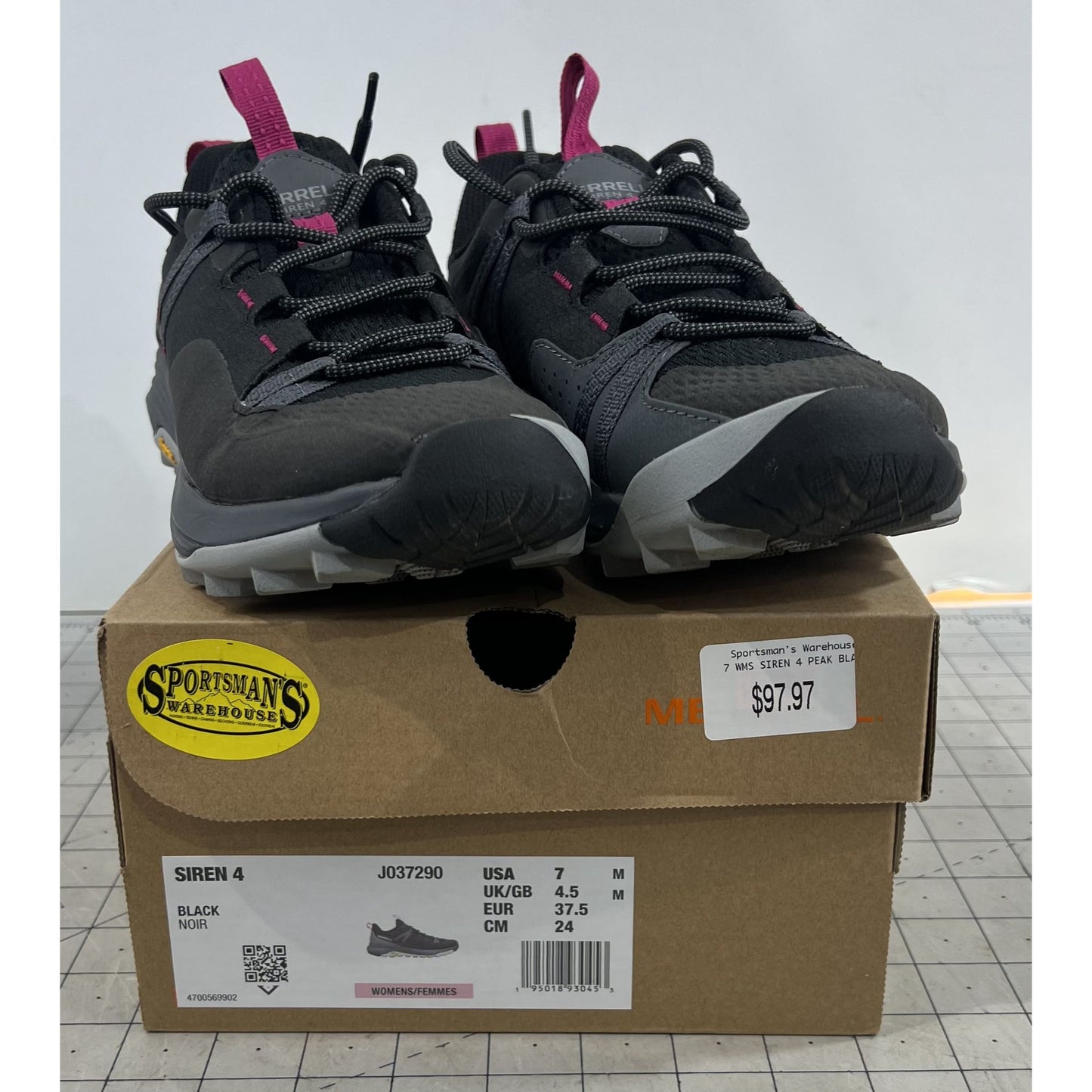 Women's Merrell Siren 4 Hiking Shoes Sz. 7 Black/Pink Excellent