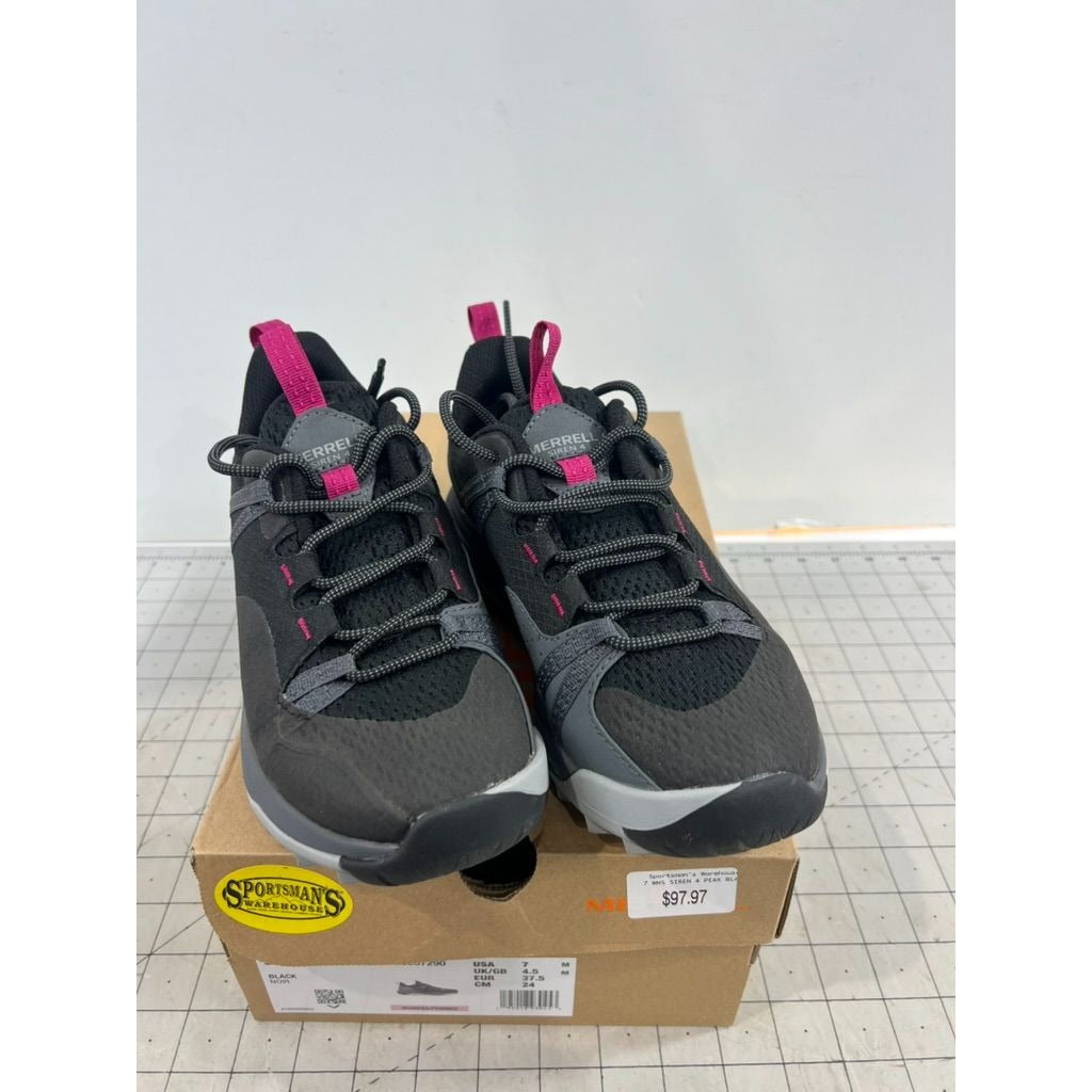 Women's Merrell Siren 4 Hiking Shoes Sz. 7 Black/Pink Excellent
