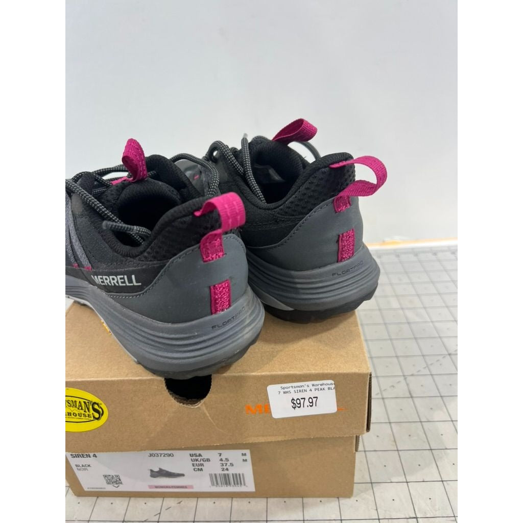 Women's Merrell Siren 4 Hiking Shoes Sz. 7 Black/Pink Excellent