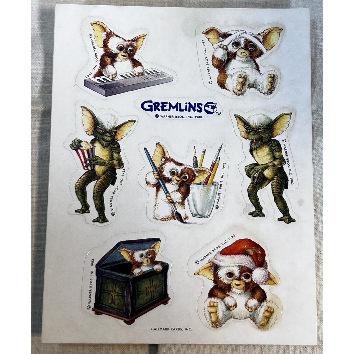 Vintage 1983 Gremlins Hallmark Sticker Sheet Featuring Gizmo Un-Cut