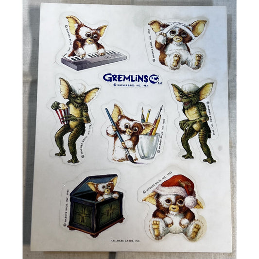 Vintage 1983 Gremlins Hallmark Sticker Sheet Featuring Gizmo Un-Cut