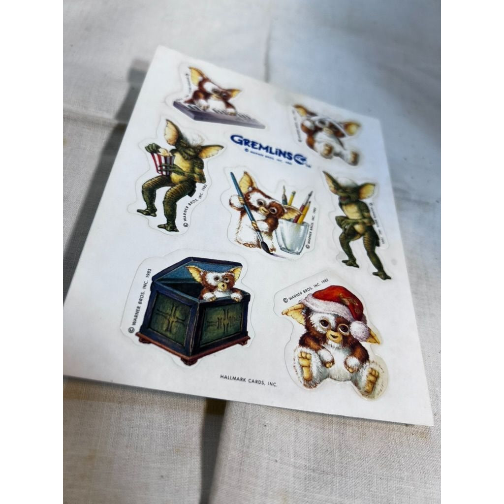Vintage 1983 Gremlins Hallmark Sticker Sheet Featuring Gizmo Un-Cut