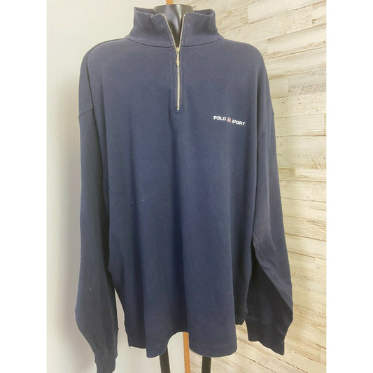Polo Sport Ralph Lauren Men’s Navy Blue Long Sleeve 1/4 Zip Pullover Shirt Sz. L